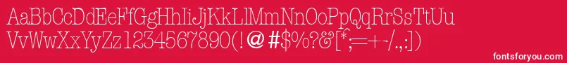 ModerntypewritercondlightRegular Font – White Fonts on Red Background