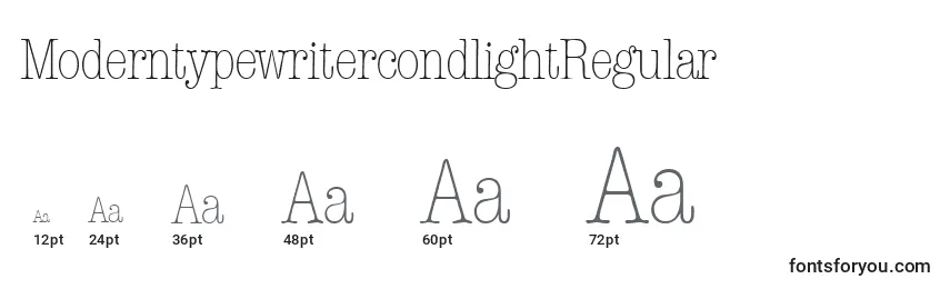 Размеры шрифта ModerntypewritercondlightRegular