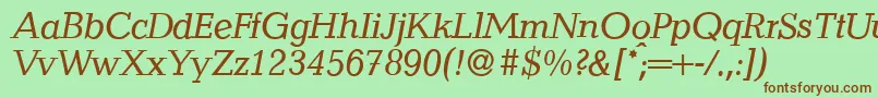 QuantityItalic Font – Brown Fonts on Green Background
