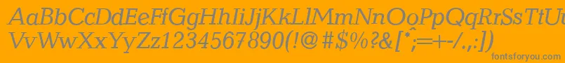 QuantityItalic-fontti – harmaat kirjasimet oranssilla taustalla