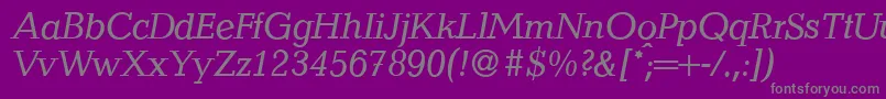 Czcionka QuantityItalic – szare czcionki na fioletowym tle