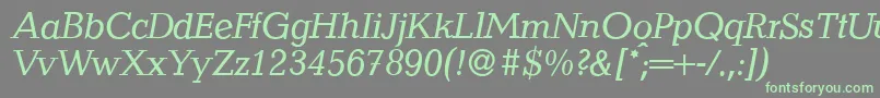 QuantityItalic-Schriftart – Grüne Schriften auf grauem Hintergrund
