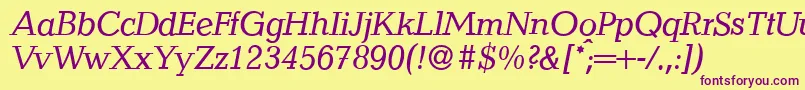 Шрифт QuantityItalic – фиолетовые шрифты на жёлтом фоне