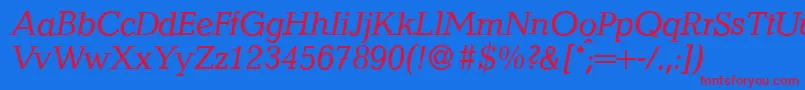 フォントQuantityItalic – 赤い文字の青い背景