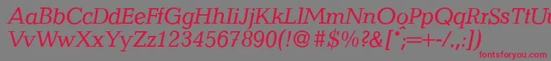 フォントQuantityItalic – 赤い文字の灰色の背景