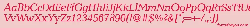 フォントQuantityItalic – ピンクの背景に赤い文字