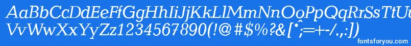 Czcionka QuantityItalic – białe czcionki na niebieskim tle