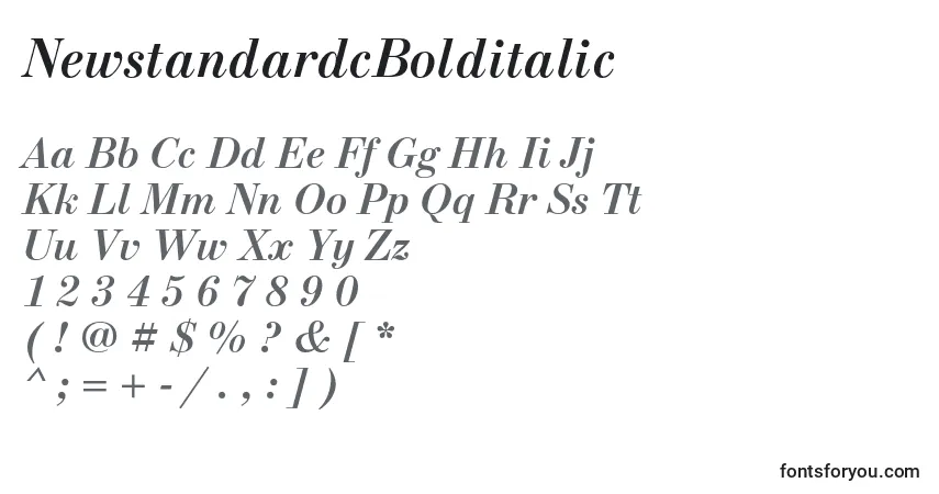 Schriftart NewstandardcBolditalic – Alphabet, Zahlen, spezielle Symbole