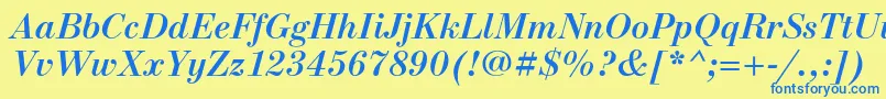 NewstandardcBolditalic Font – Blue Fonts on Yellow Background