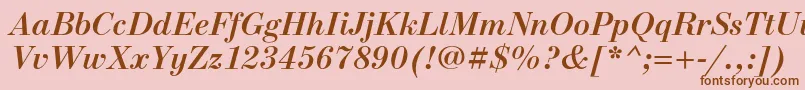 Fonte NewstandardcBolditalic – fontes marrons em um fundo rosa