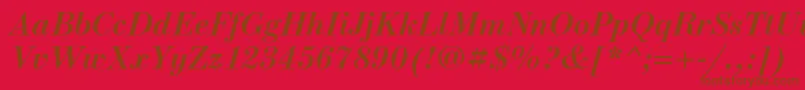 NewstandardcBolditalic-Schriftart – Braune Schriften auf rotem Hintergrund