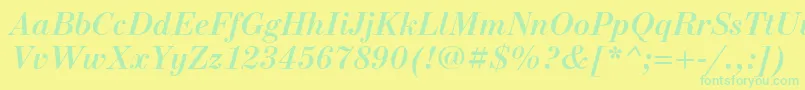 フォントNewstandardcBolditalic – 黄色い背景に緑の文字