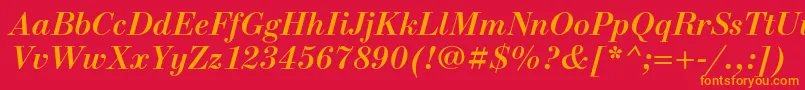 フォントNewstandardcBolditalic – 赤い背景にオレンジの文字