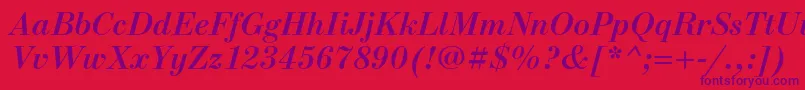 NewstandardcBolditalic-Schriftart – Violette Schriften auf rotem Hintergrund