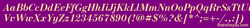Fonte NewstandardcBolditalic – fontes amarelas em um fundo roxo