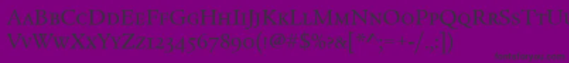 LegacySerifScItcTtBook-Schriftart – Schwarze Schriften auf violettem Hintergrund