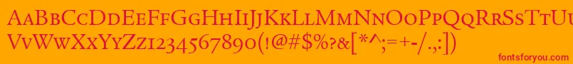 Шрифт LegacySerifScItcTtBook – красные шрифты на оранжевом фоне
