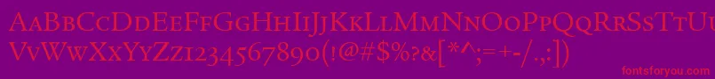 LegacySerifScItcTtBook Font – Red Fonts on Purple Background