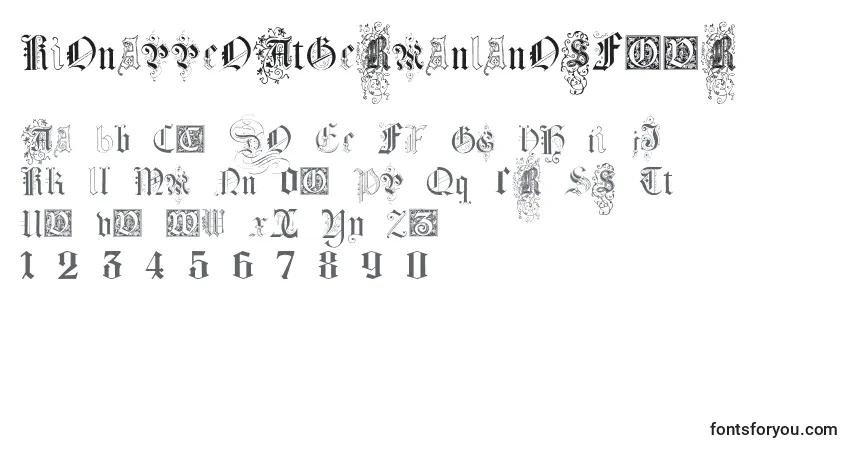 A fonte KidnappedAtGermanLandsFour (116689) – alfabeto, números, caracteres especiais