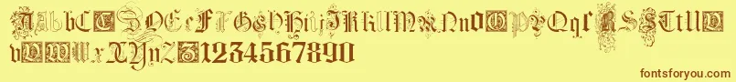 KidnappedAtGermanLandsFour-Schriftart – Braune Schriften auf gelbem Hintergrund