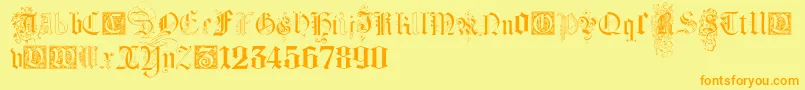 KidnappedAtGermanLandsFour Font – Orange Fonts on Yellow Background