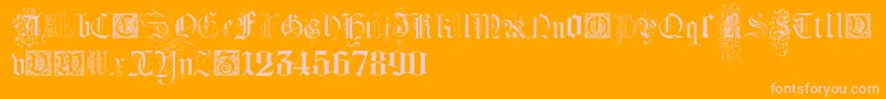 KidnappedAtGermanLandsFour-Schriftart – Rosa Schriften auf orangefarbenem Hintergrund