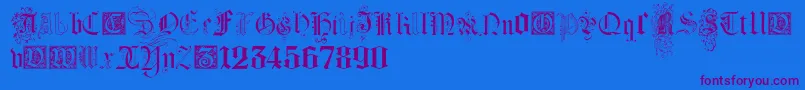 KidnappedAtGermanLandsFour-Schriftart – Violette Schriften auf blauem Hintergrund