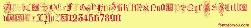 KidnappedAtGermanLandsFour Font – Red Fonts on Yellow Background