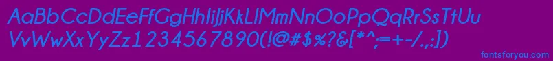 Czcionka ChampagneLimousinesBoldItalic – niebieskie czcionki na fioletowym tle