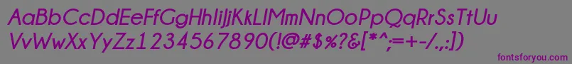 フォントChampagneLimousinesBoldItalic – 紫色のフォント、灰色の背景