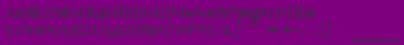 HumanaScriptMdItcTtMedium-fontti – mustat fontit violetilla taustalla