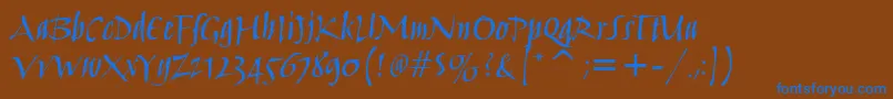 Шрифт HumanaScriptMdItcTtMedium – синие шрифты на коричневом фоне