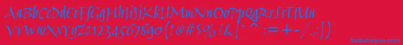 HumanaScriptMdItcTtMedium Font – Blue Fonts on Red Background