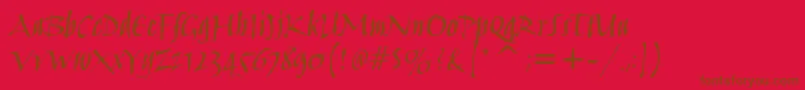 HumanaScriptMdItcTtMedium Font – Brown Fonts on Red Background