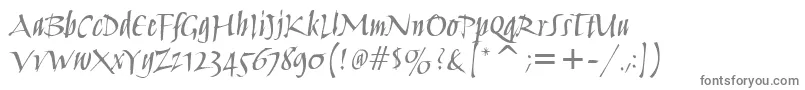 HumanaScriptMdItcTtMedium-fontti – harmaat kirjasimet valkoisella taustalla