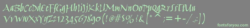 HumanaScriptMdItcTtMedium Font – Green Fonts on Gray Background
