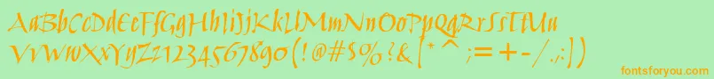 HumanaScriptMdItcTtMedium Font – Orange Fonts on Green Background