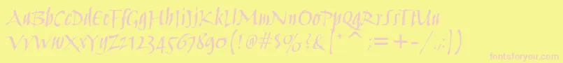 HumanaScriptMdItcTtMedium Font – Pink Fonts on Yellow Background