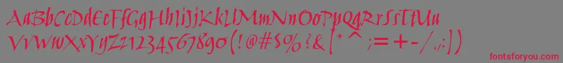 HumanaScriptMdItcTtMedium-Schriftart – Rote Schriften auf grauem Hintergrund