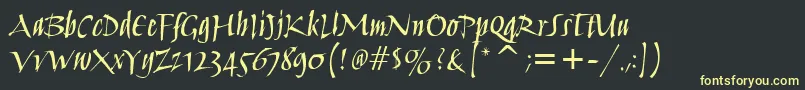 HumanaScriptMdItcTtMedium Font – Yellow Fonts on Black Background
