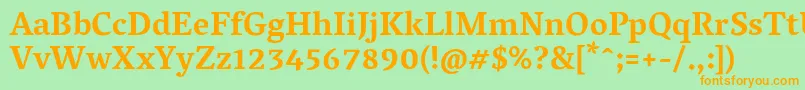 フォントVesperlibreBold – オレンジの文字が緑の背景にあります。