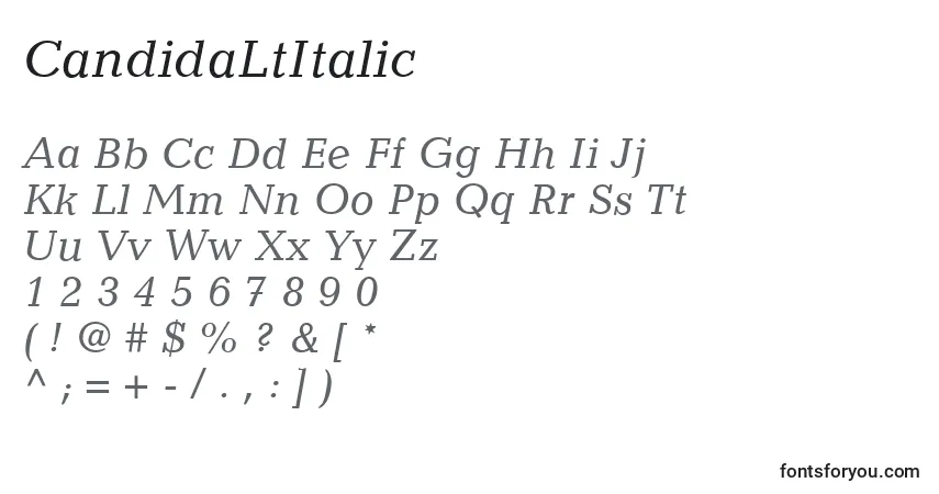CandidaLtItalic font – alphabet, numbers, special characters