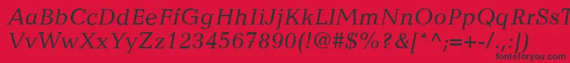Fonte CandidaLtItalic – fontes pretas em um fundo vermelho
