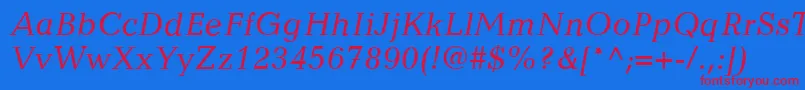CandidaLtItalic-fontti – punaiset fontit sinisellä taustalla