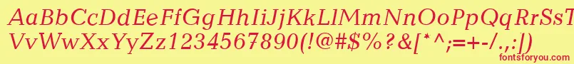 CandidaLtItalic Font – Red Fonts on Yellow Background