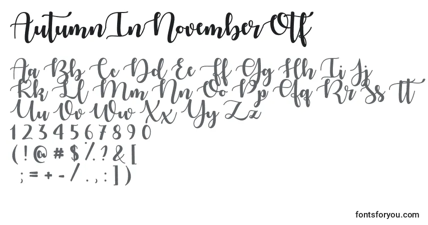 Шрифт AutumnInNovemberOtf – алфавит, цифры, специальные символы