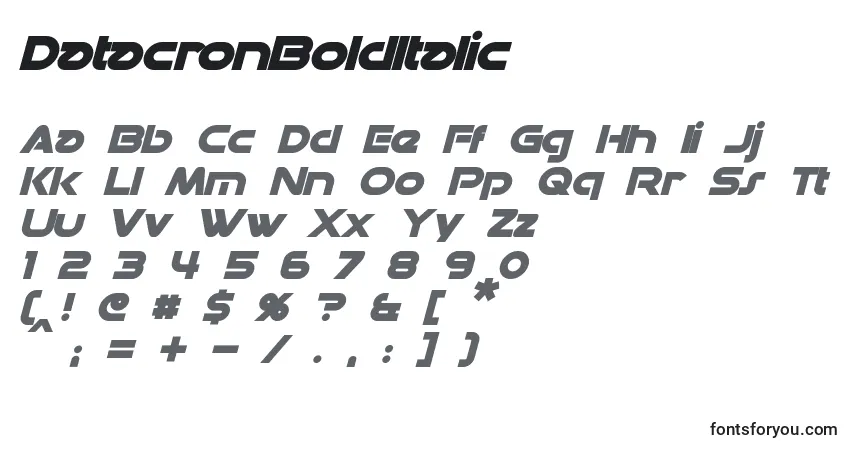 Schriftart DatacronBoldItalic – Alphabet, Zahlen, spezielle Symbole