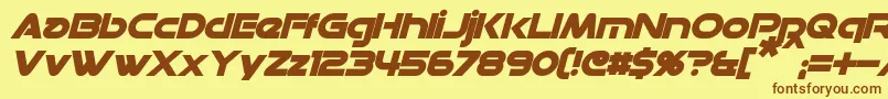 フォントDatacronBoldItalic – 茶色の文字が黄色の背景にあります。