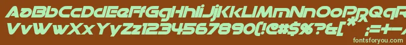 フォントDatacronBoldItalic – 緑色の文字が茶色の背景にあります。