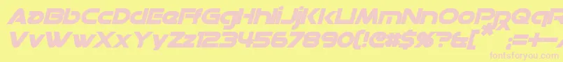 DatacronBoldItalic-fontti – vaaleanpunaiset fontit keltaisella taustalla